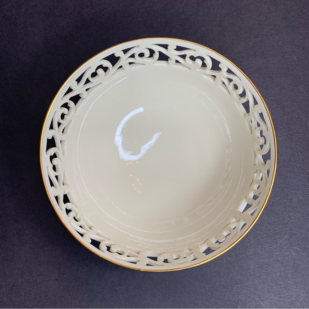 Vintage Lenox Tracery Collection Pierced Round Bowl - Picture 2 of 4